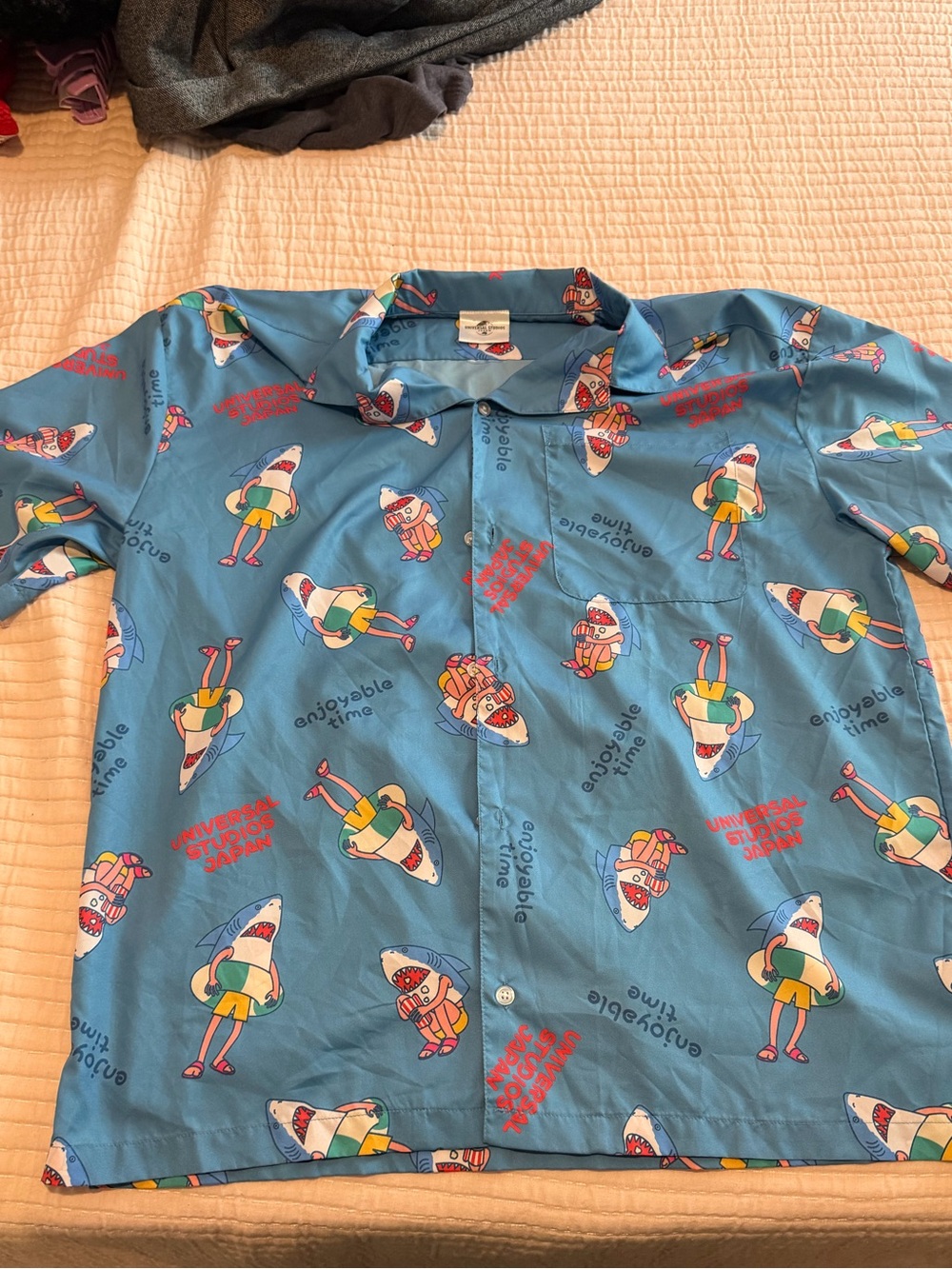 Universal Studios Japan Jaws themed button down